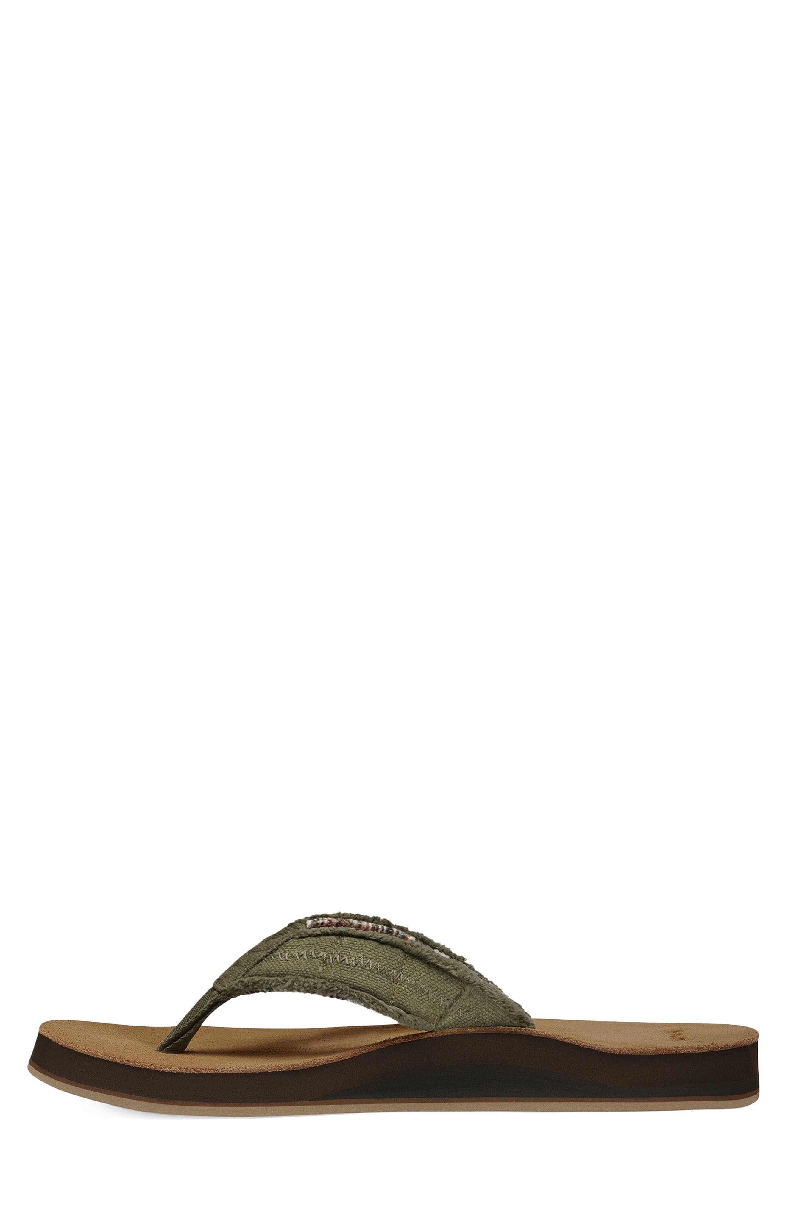 Fraid Not Flip Flop, Alternate, color, DARK OLIVE