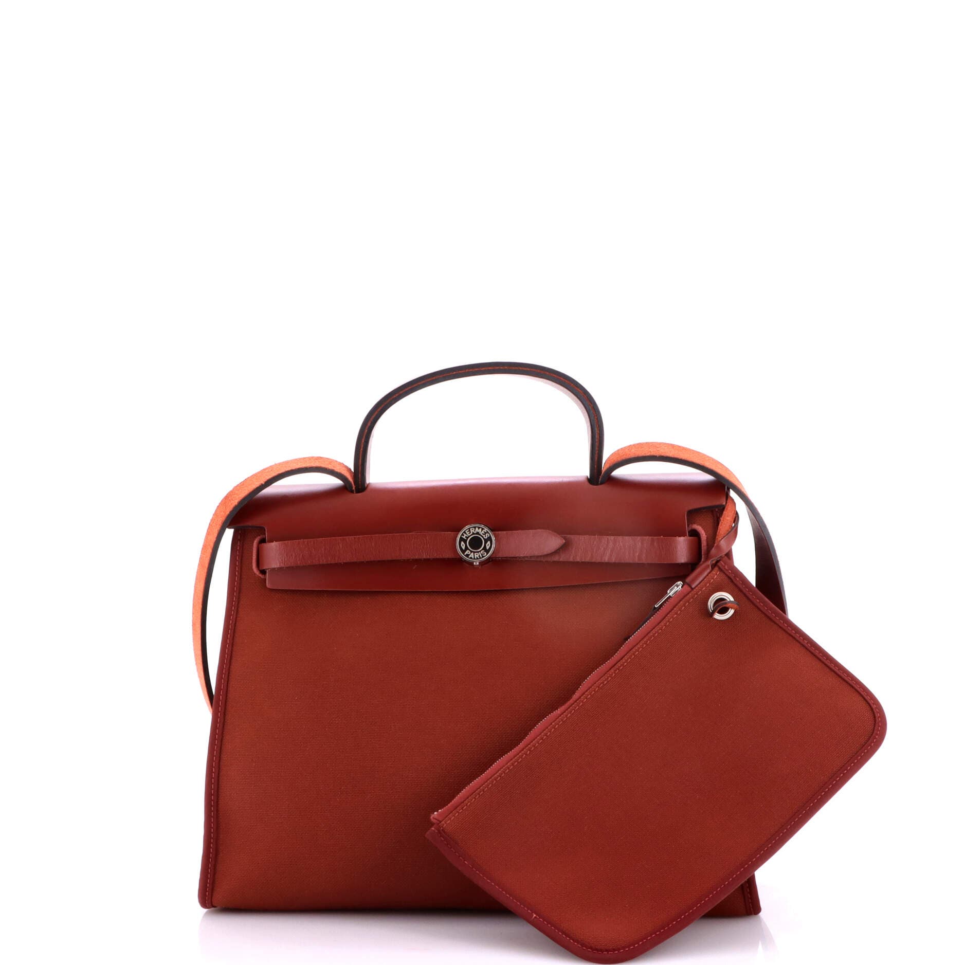 Pre-Owned Hermes Herbag Zip Leather and Toile 31, Alternate, color, Rouge H