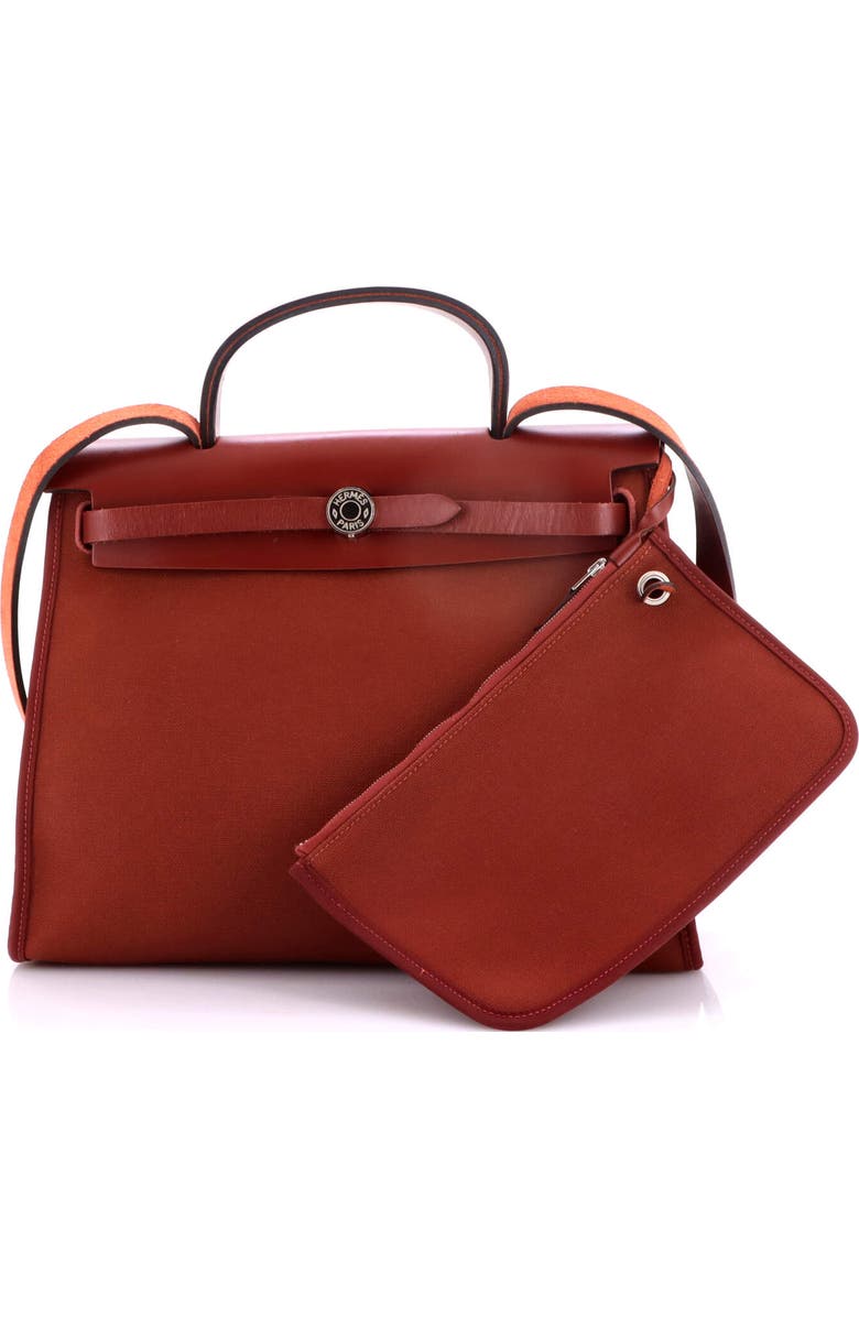 Pre-Owned Hermes Herbag Zip Leather and Toile 31, Alternate, color, Rouge H