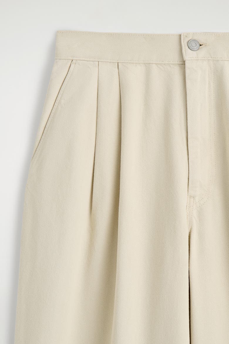 Pleated Wide Denim Pants, Alternate, color, CREAM