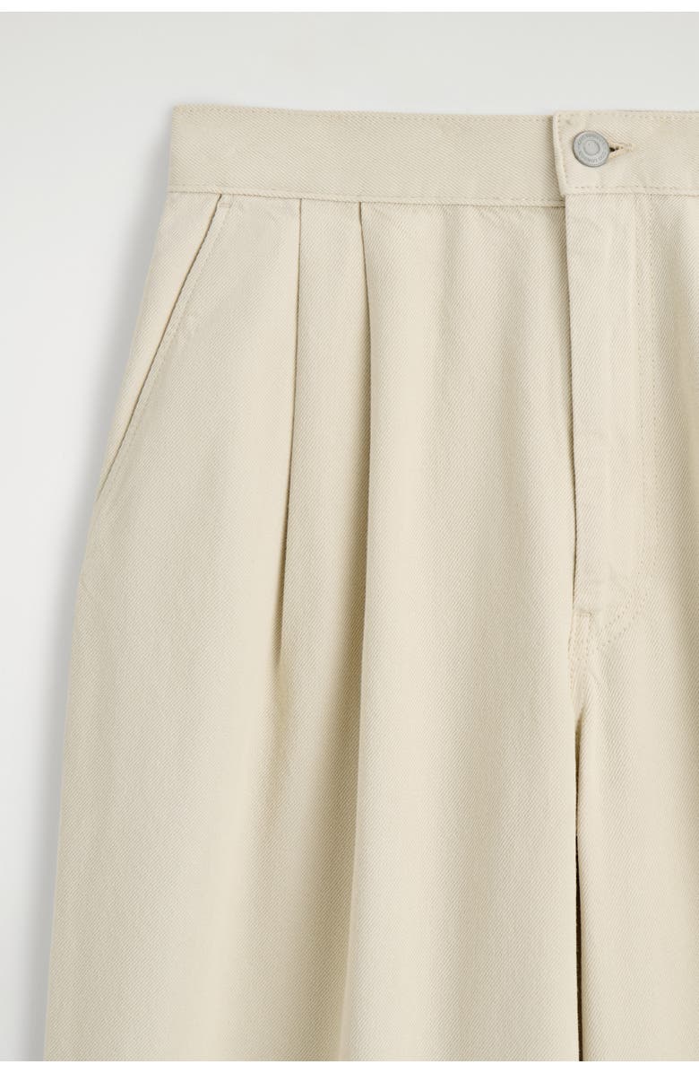 COS Pleated Wide Denim Pants, Alternate, color, Cream