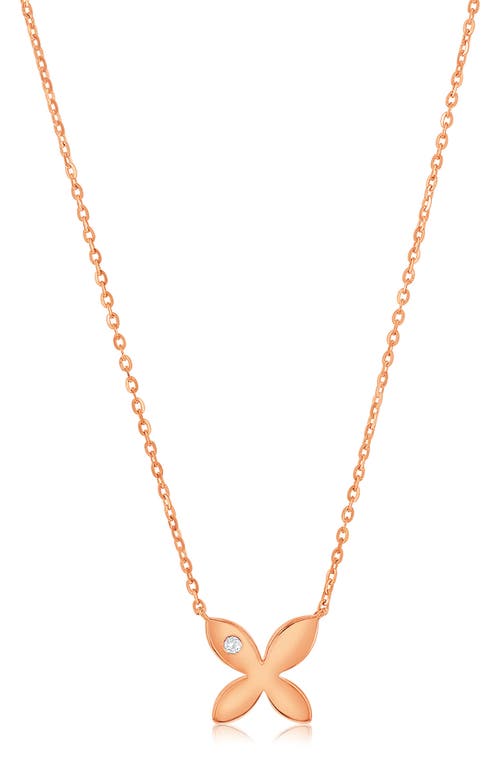 Suzy Levian Diamonds Pavé Simulated Diamond Pendant Necklace In Rose