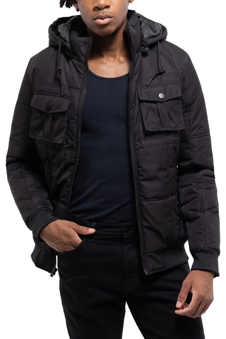 Hooded Puffer Jacket, Alternate, color, BLACK