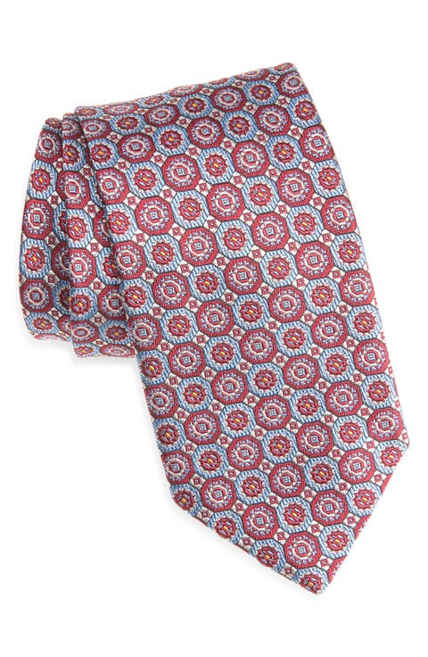 Neat Medallion Jacquard Silk & Cotton Tie