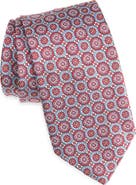 David Donahue Neat Medallion Jacquard Silk & Cotton Tie
