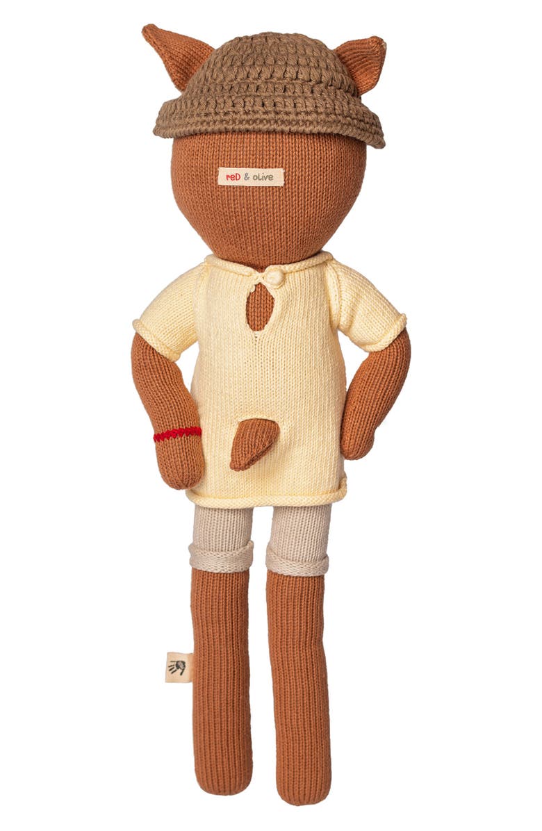 reD & oLive Jude the Dude Cotton Stuffed Animal & Hat Set, Alternate, color, Almond