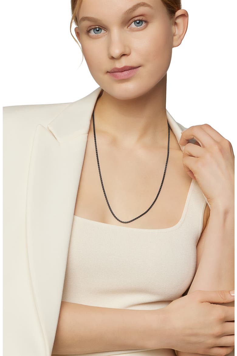 Box Chain Necklace in Darkened Sterling Silver, 2.7mm, Alternate, color, SILVER