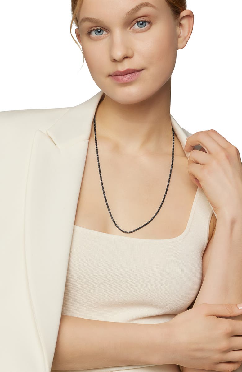David Yurman Box Chain Necklace in Darkened Sterling Silver, 2.7mm, Alternate, color, Silver