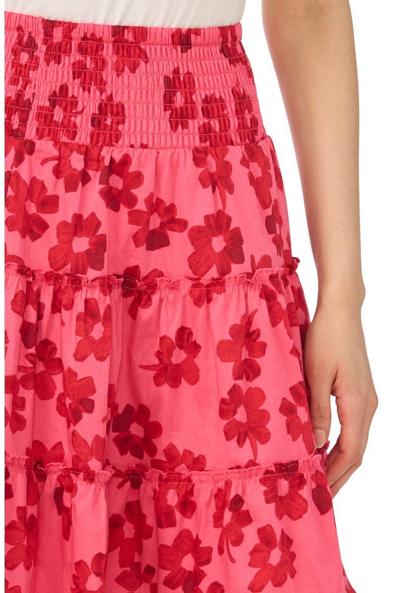 Print Smocked Tiered Skirt, Alternate, color, CLASSIC CHERRY