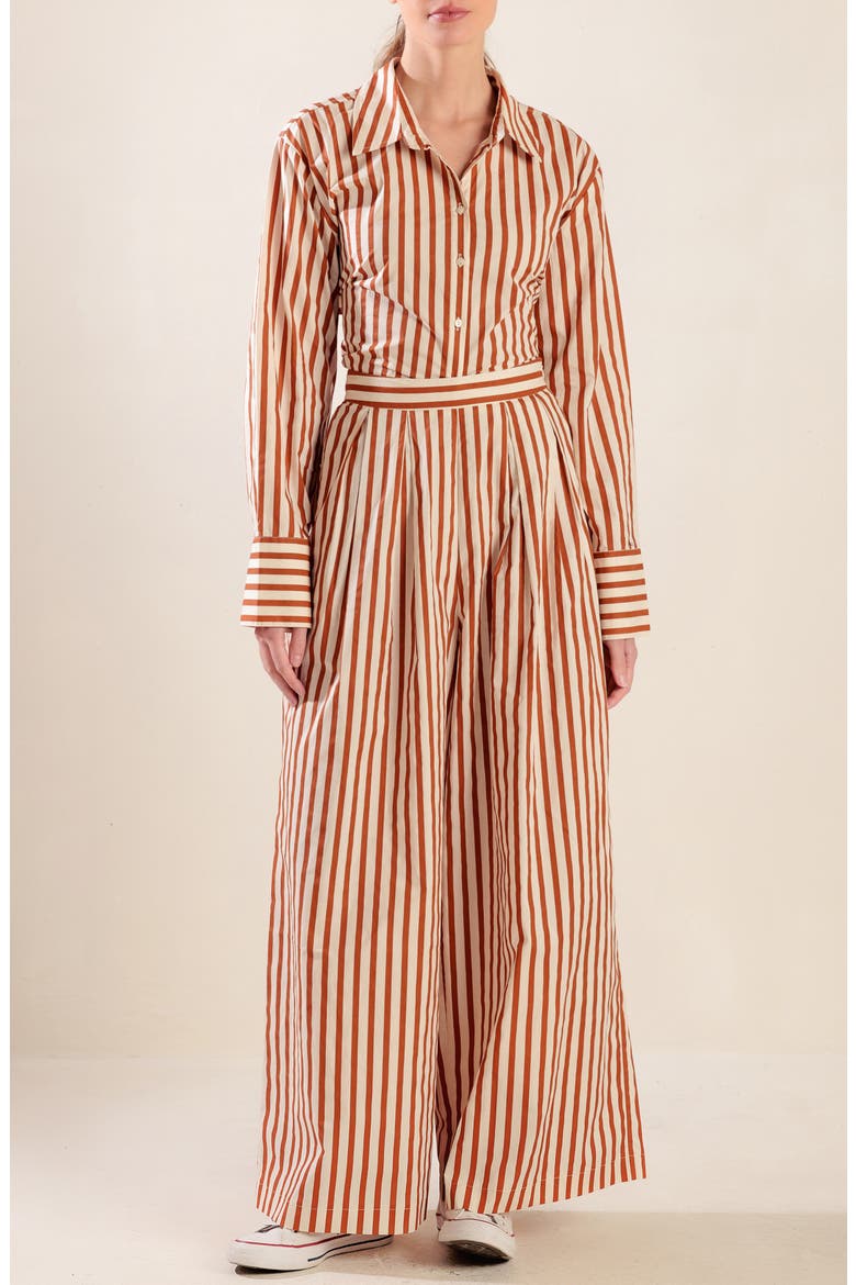Striped High Waist Wide Leg Pants, Alternate, color, TAUPE/ RUST