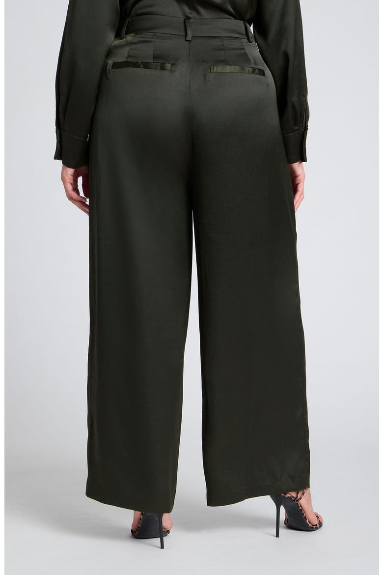 Wide Leg Satin Pants, Alternate, color, FOREST GREEN