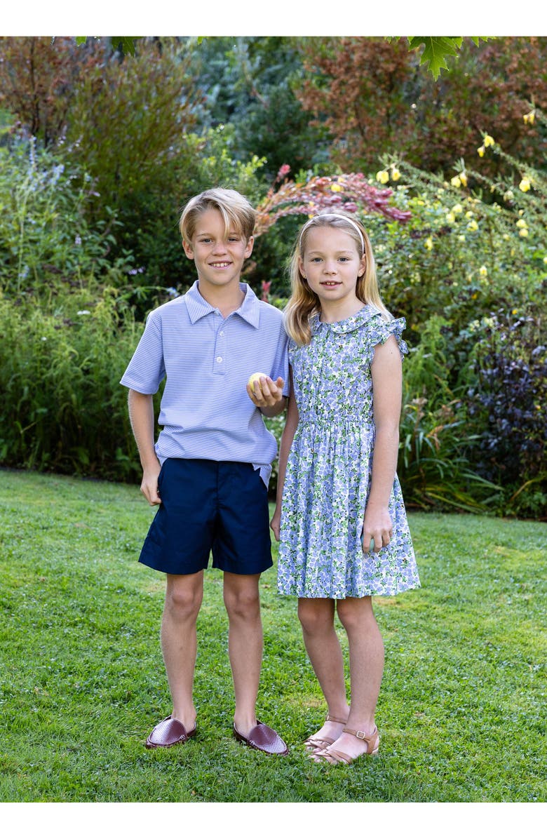 Busy Bees Boys Short Sleeve Polo Cornflower Blue Mini Stripe, Alternate, color, Blue Mini Stripe