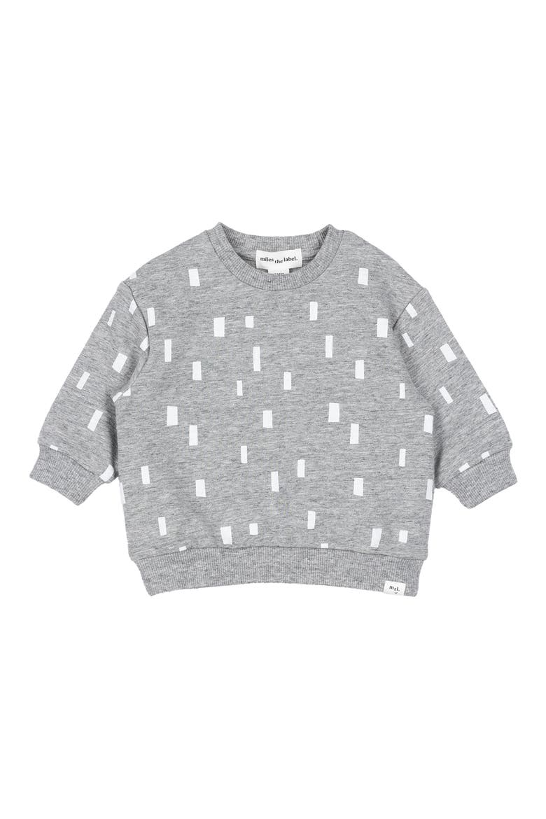 Block Print French Terry Sweatshirt, Main, color, LIGHT HEATHER GREY
