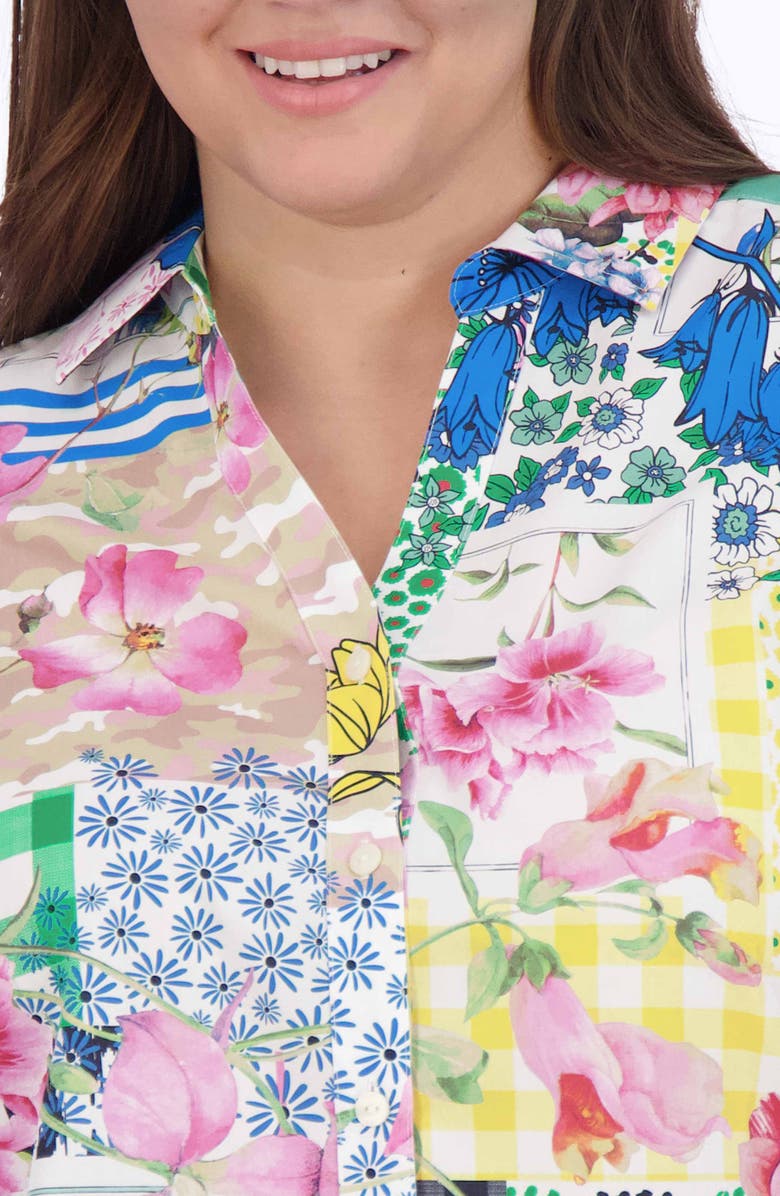 Foxcroft Mary Patchwork Floral Print Cotton Button-Up Shirt, Alternate, color, 