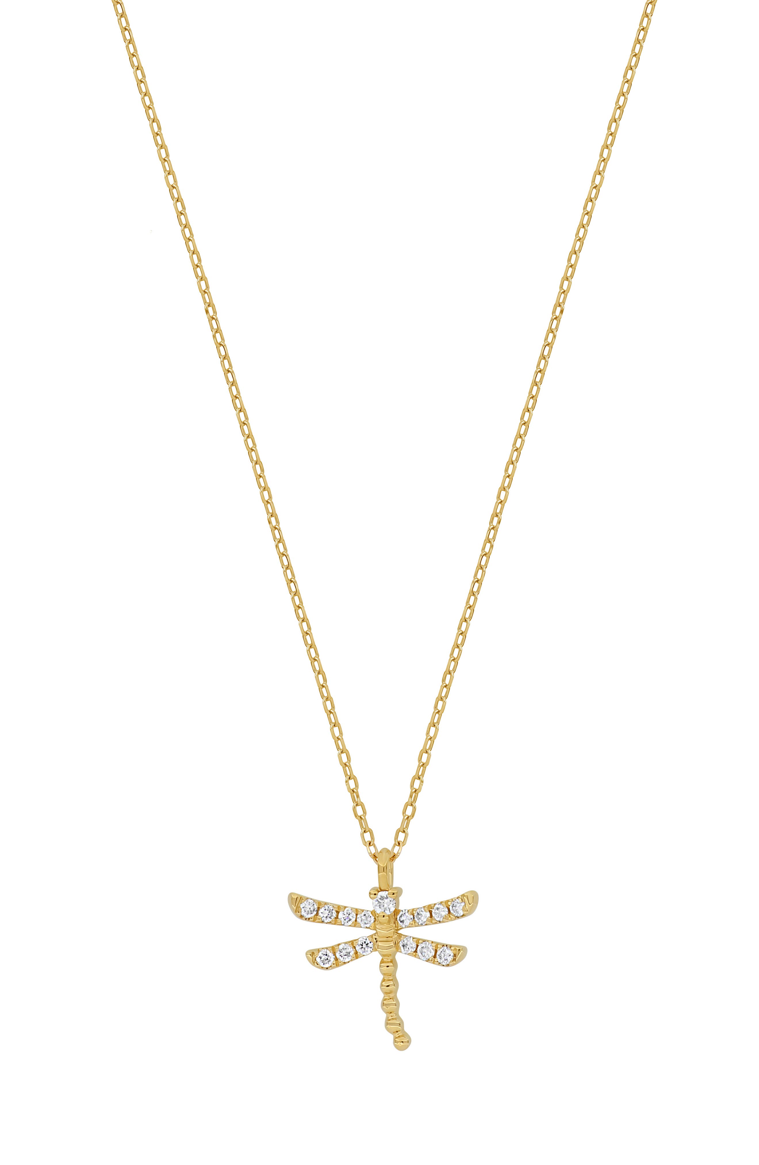 Bony Levy 18K Yellow Gold Diamond Dragonfly Pendant Necklace