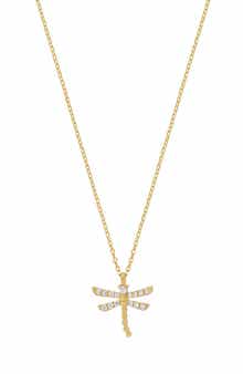 Bony Levy 18K Yellow Gold Diamond Dragonfly Pendant Necklace