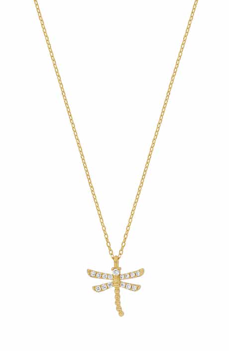 Bony Levy 18K Yellow Gold Diamond Dragonfly Pendant Necklace