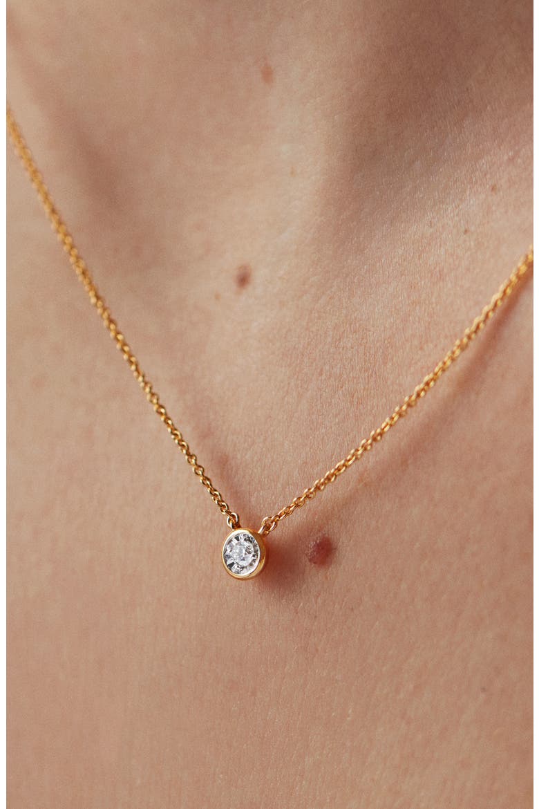 Diamond Solitaire Pendant Necklace, Alternate, color, 18K GOLD VERMEIL