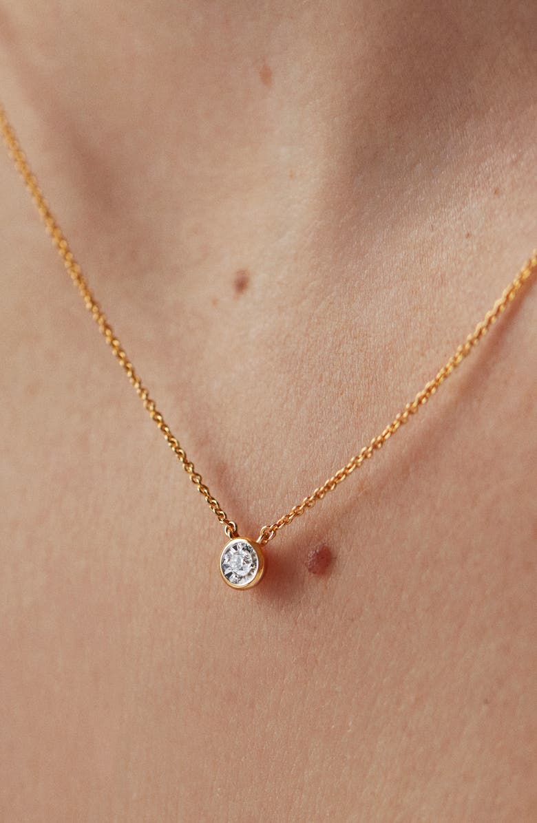 Monica Vinader Diamond Solitaire Pendant Necklace, Alternate, color, 18K Gold Vermeil