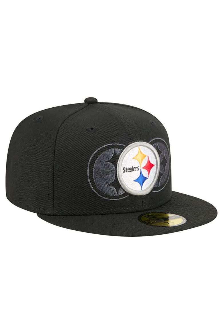 Men's New Era Black Pittsburgh Steelers Tri-Hit 59FIFTY Fitted Hat, Alternate, color, Black