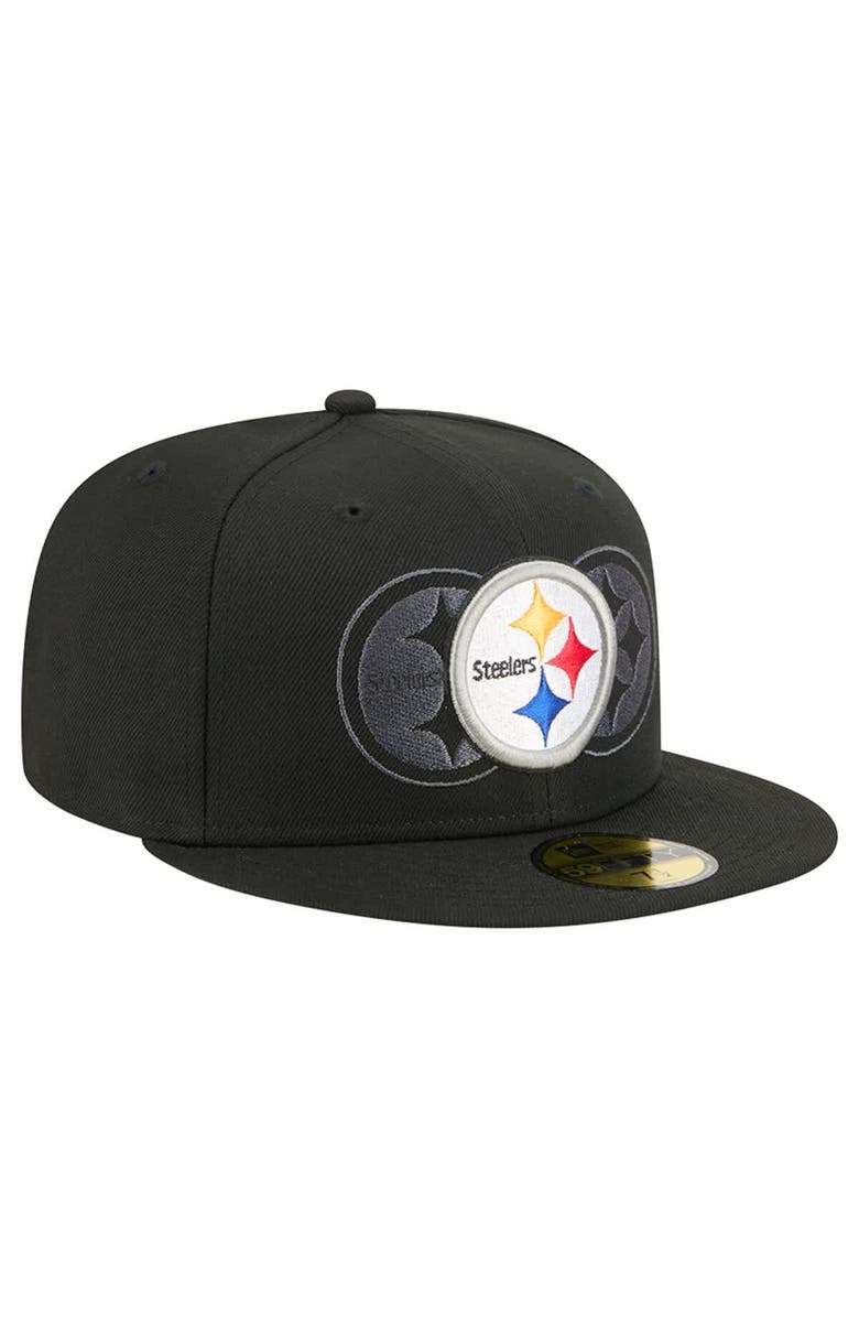 New Era Men's New Era Black Pittsburgh Steelers Tri-Hit 59FIFTY Fitted Hat, Alternate, color, Black