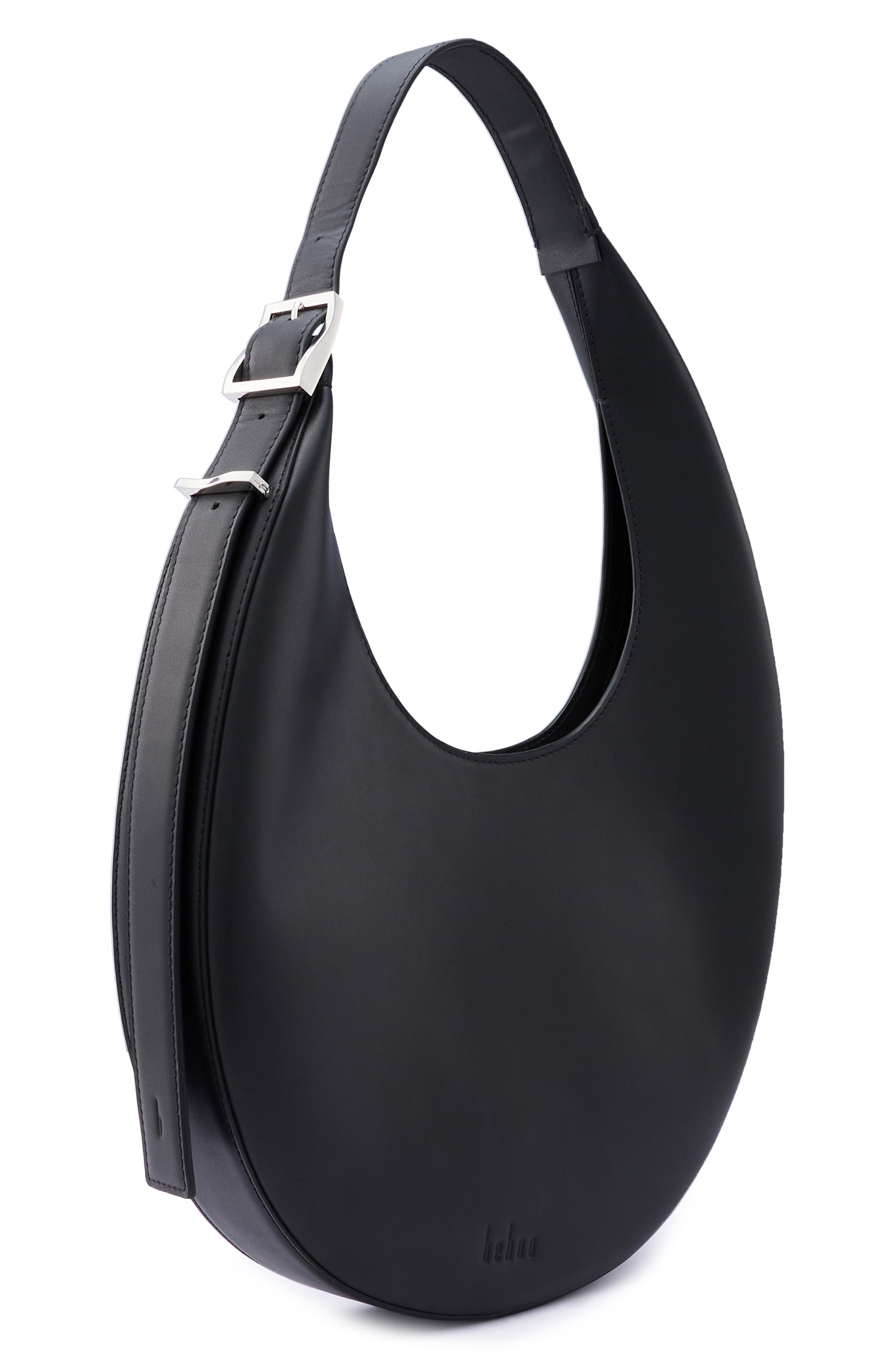 behno Large Ina Crescent Shoulder Bag, Alternate, color, Black