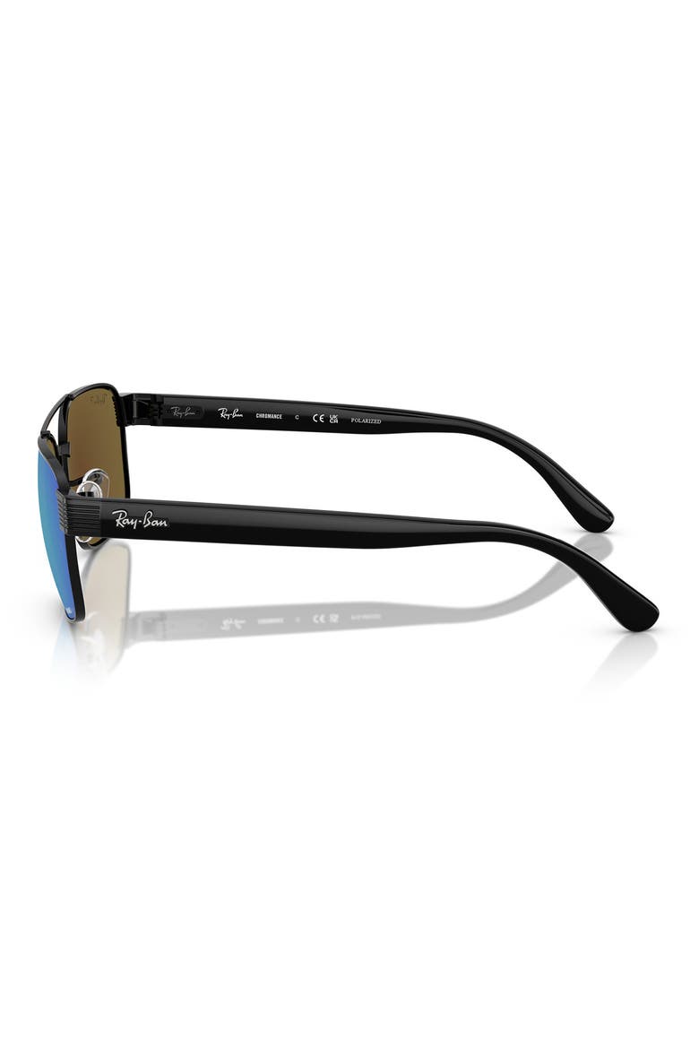 Chromance 61mm Polarized Square Sunglasses, Alternate, color, BLACK