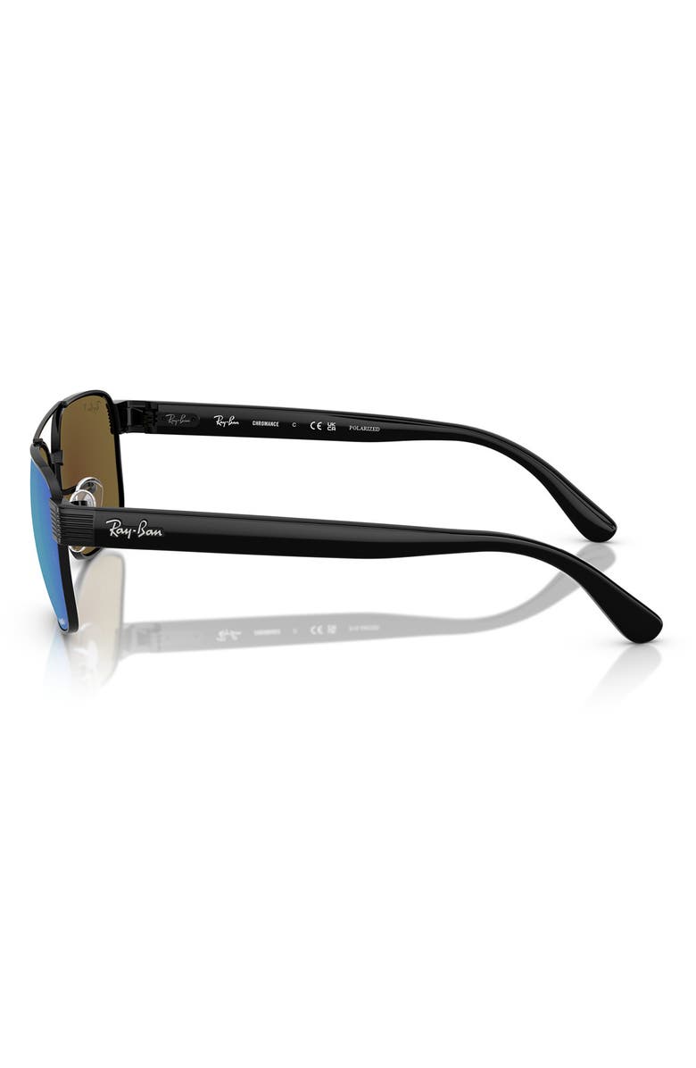 Ray-Ban Chromance 61mm Polarized Square Sunglasses, Alternate, color, Black