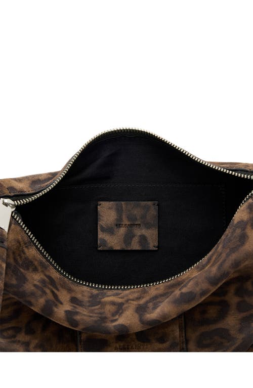 Allsaints Madea Leopard Suede Shoulder Bag In Brown