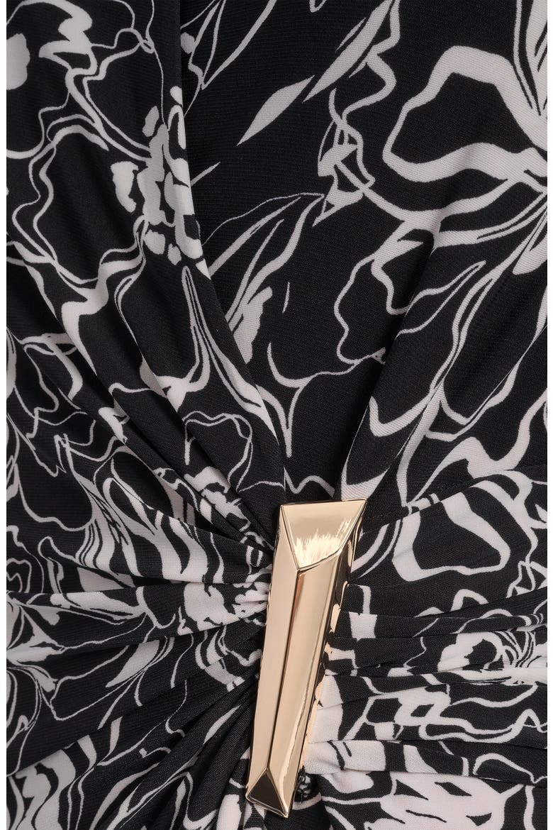 Long Sleeve Faux Wrap Dress, Alternate, color, BLACK/ IVORY