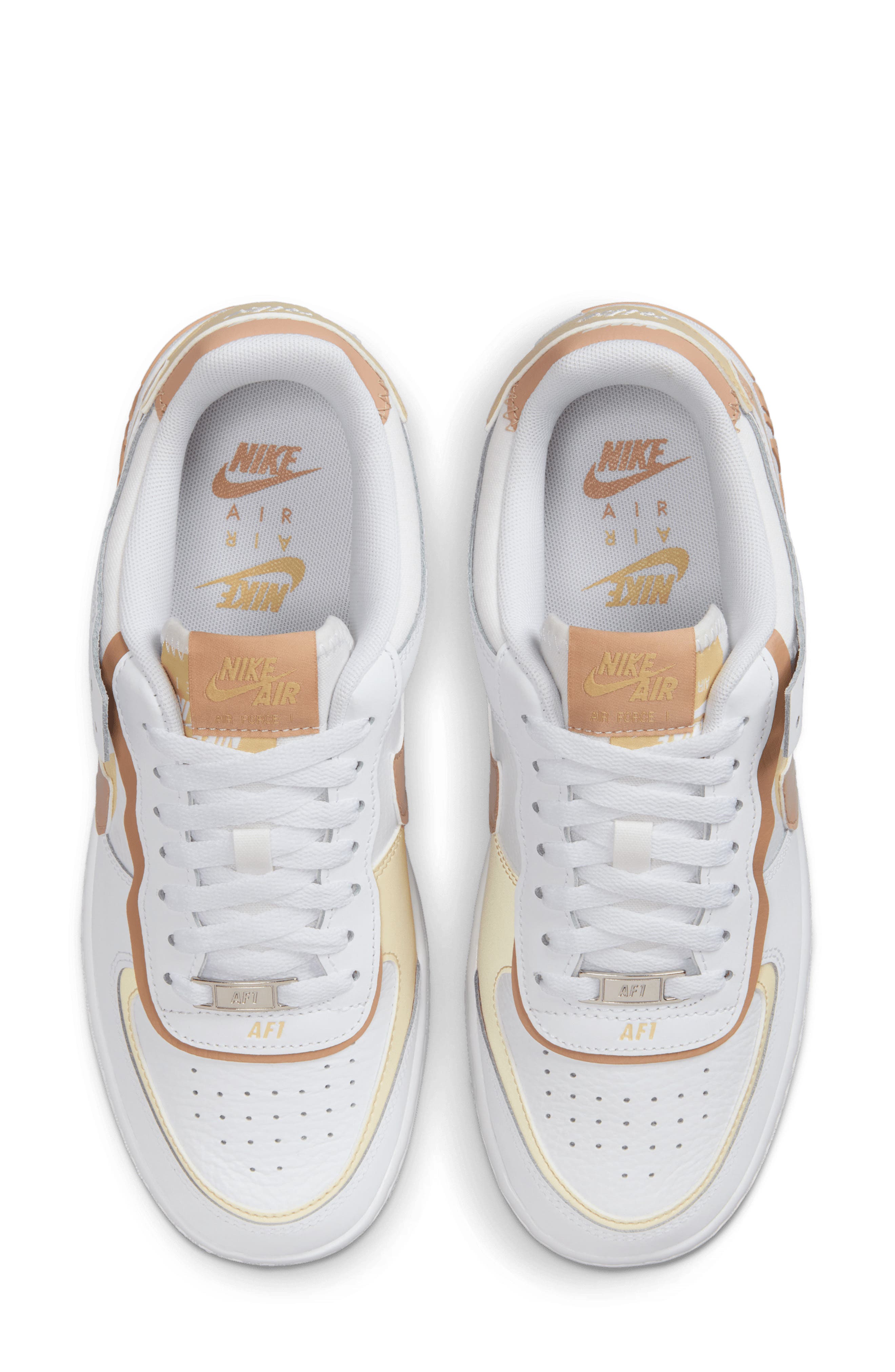 Nike Air Force 1 Shadow Sneaker, Alternate, color, White/ Team Gold/ Hemp