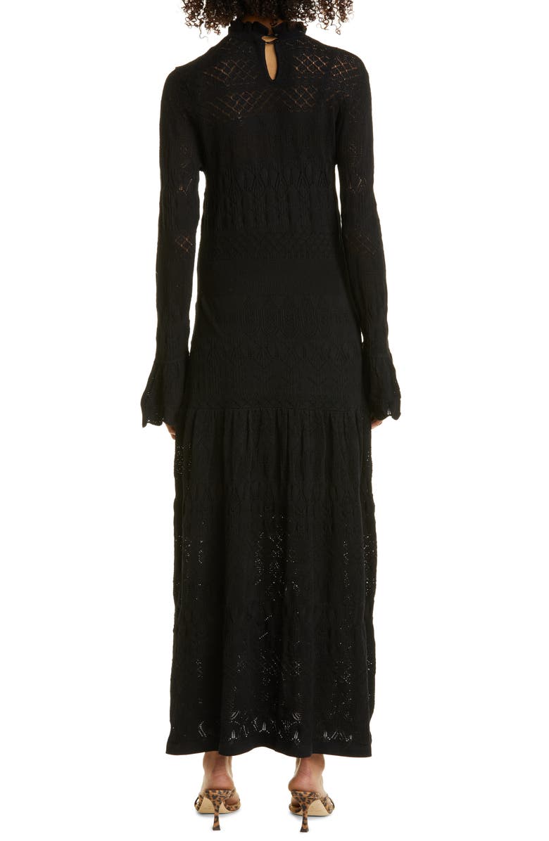 Haute Hippie Long Sleeve Pointelle Knit Maxi Dress, Alternate, color,