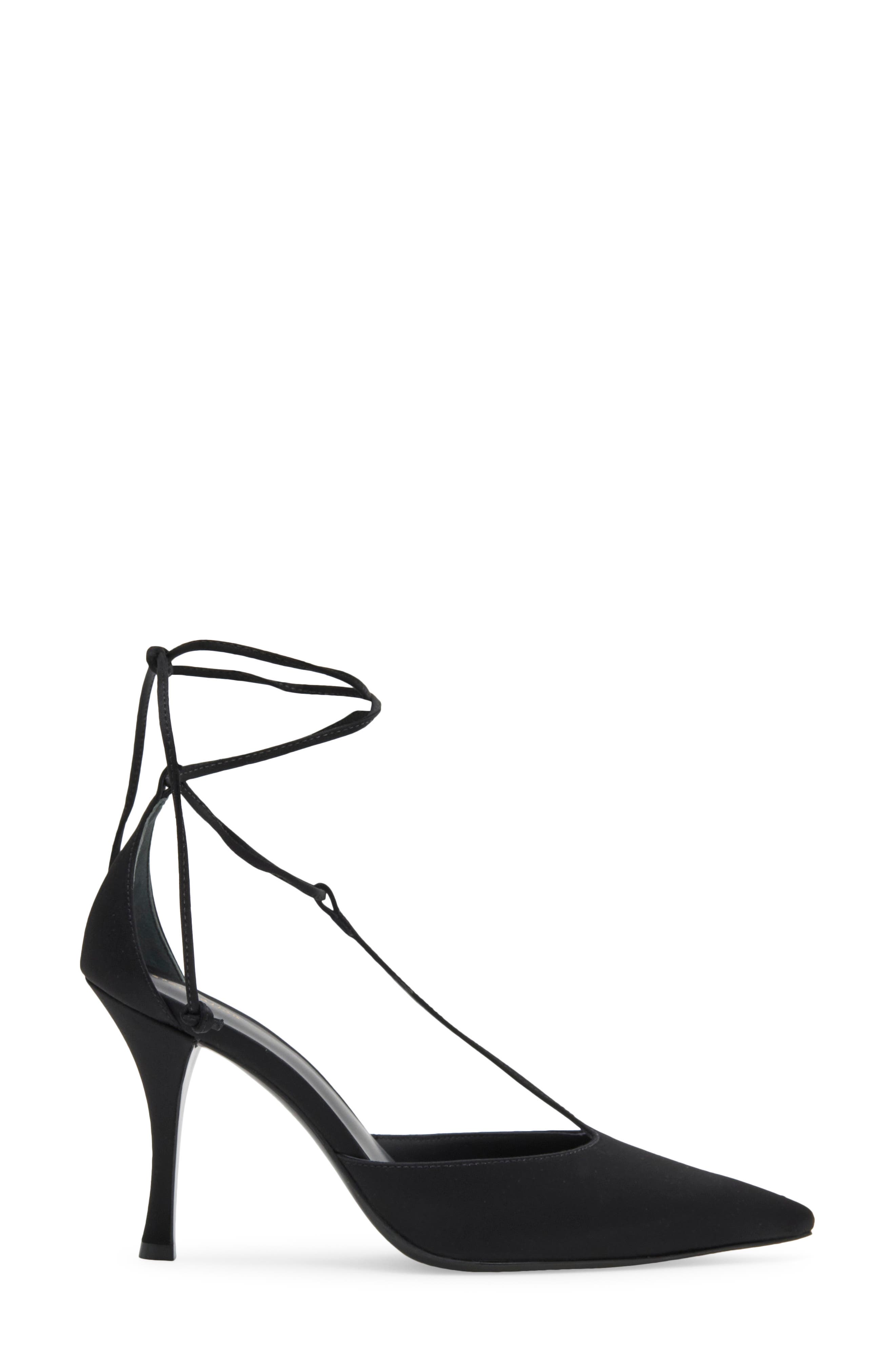 Stassie Ankle Wrap Pointed Toe Pump, Alternate, color, BLACK SATIN