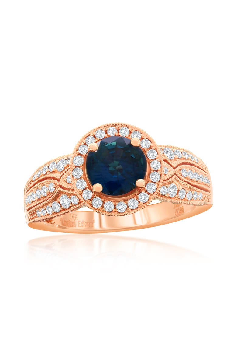 14K Rose Gold 1.57ct Sapphire & 0.93cttw Diamond Ring, Main, color, Blue