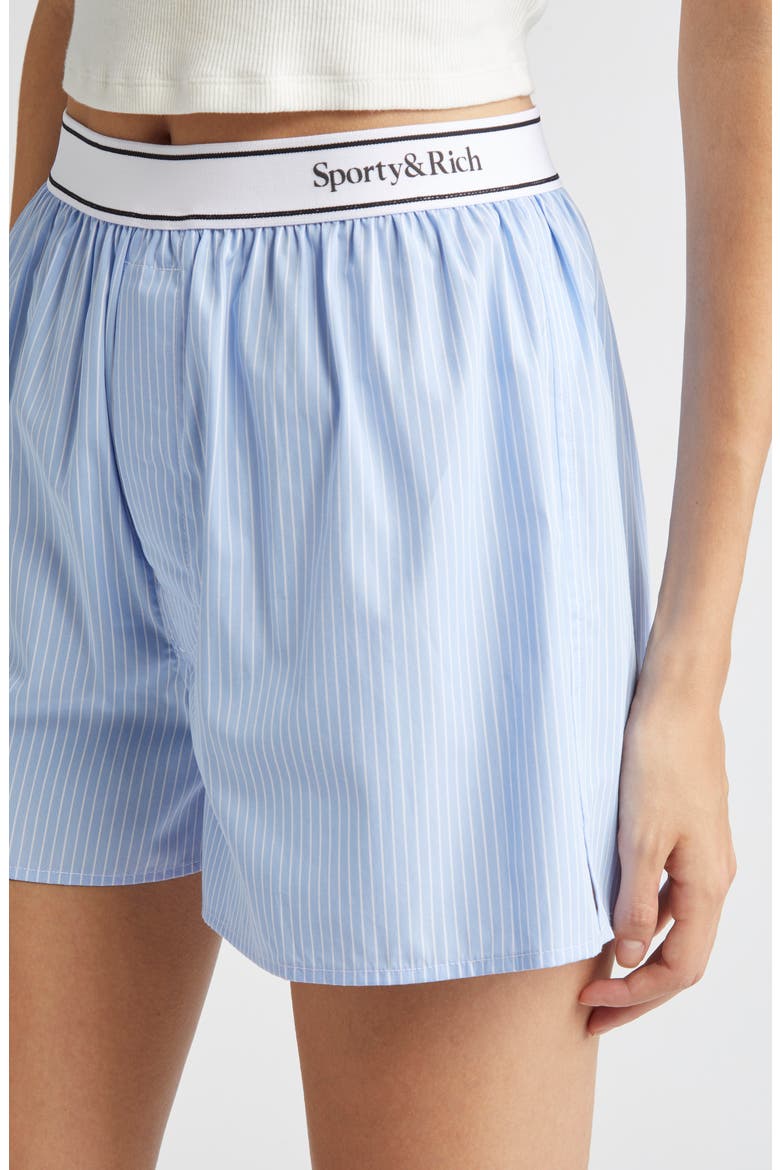 Serif Logo Cotton Boxer Shorts, Alternate, color, LIGHT BLUE STRIPED