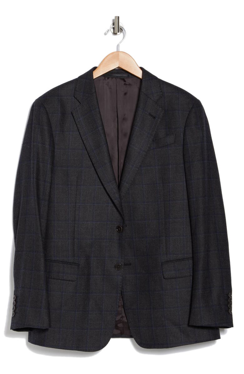Armani Collezioni Windowpane Print Silk & Wool Sport Coat, Alternate, color, Grey