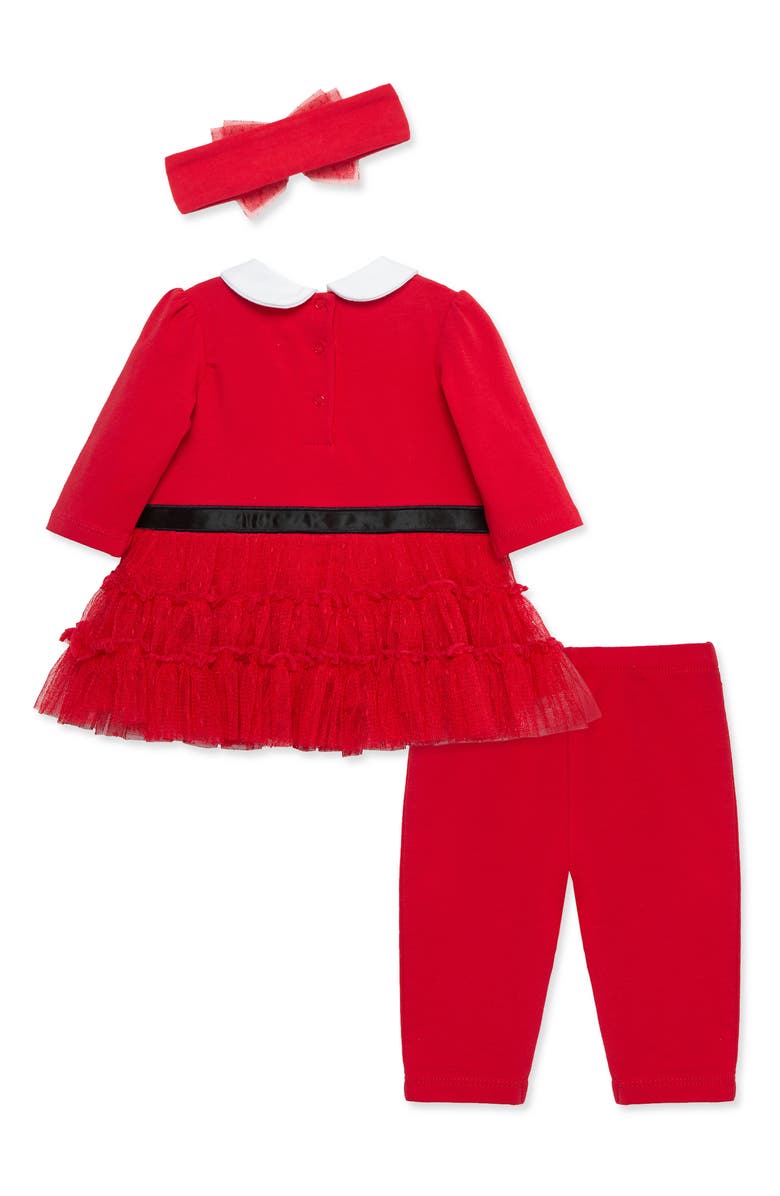 Little Me My First Christmas Santa Tutu Dress, Leggings & Headband Set, Alternate, color, Red