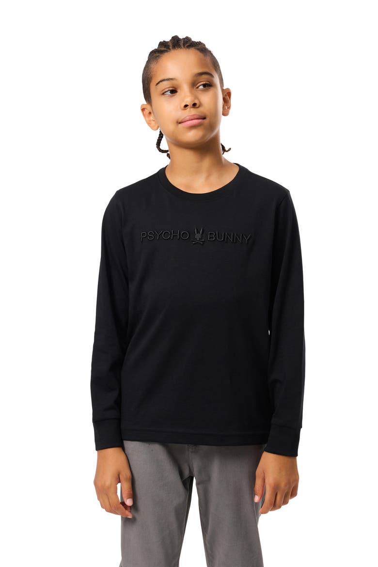Kids' Lakewood Embroidered Long Sleeve Pima Cotton T-Shirt, Alternate, color, BLACK