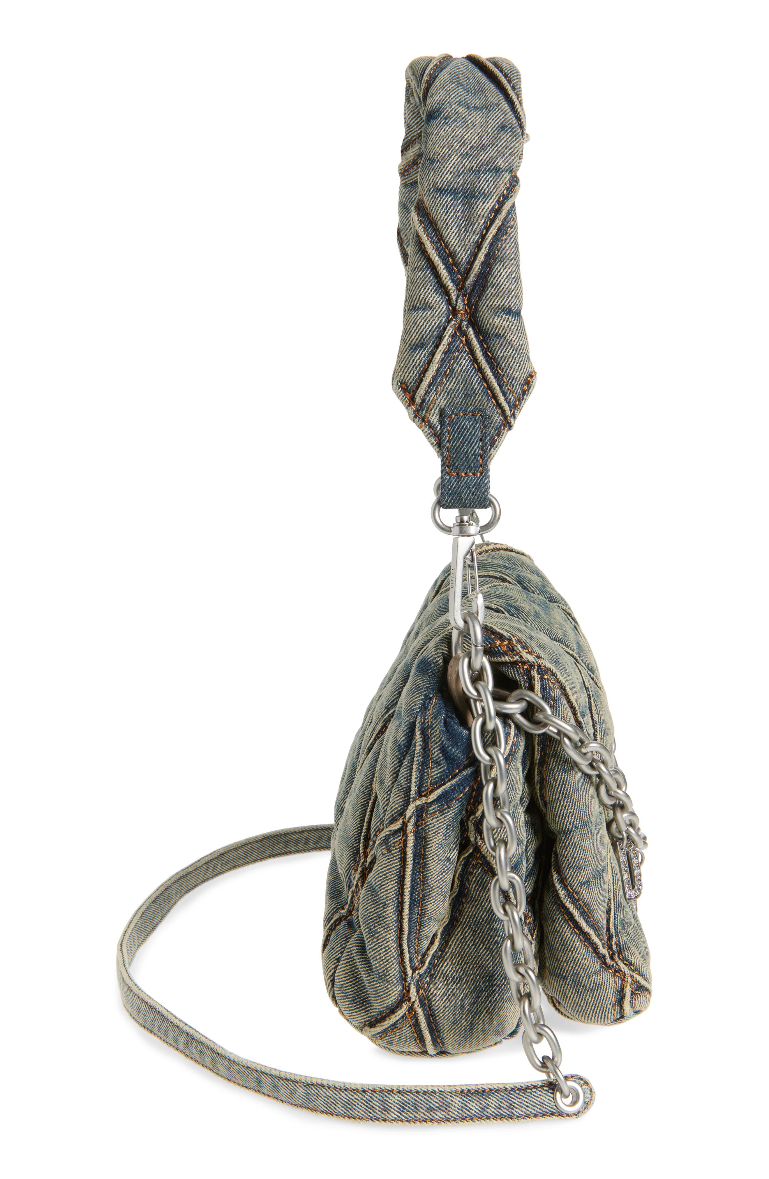 DIESEL<sup>®</sup> Charm-D Quilted Denim Shoulder Bag, Alternate, color, 