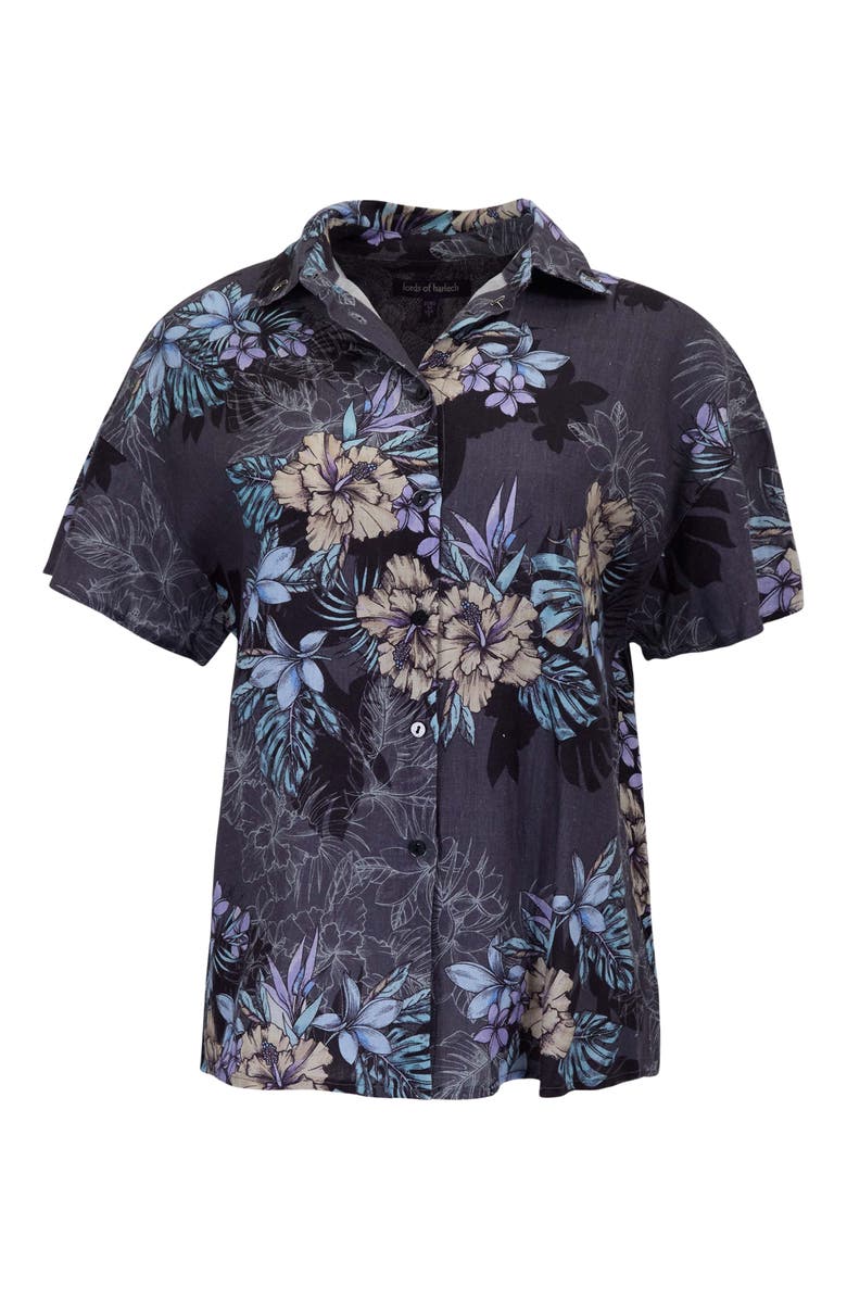 Lords of Harlech Exotic Floral Womens Linen Printed Shirt, Alternate, color, Exotic Floral Black