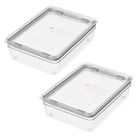 Large Food Storage Bin with Airtight Lid - Set of 2 - Clear