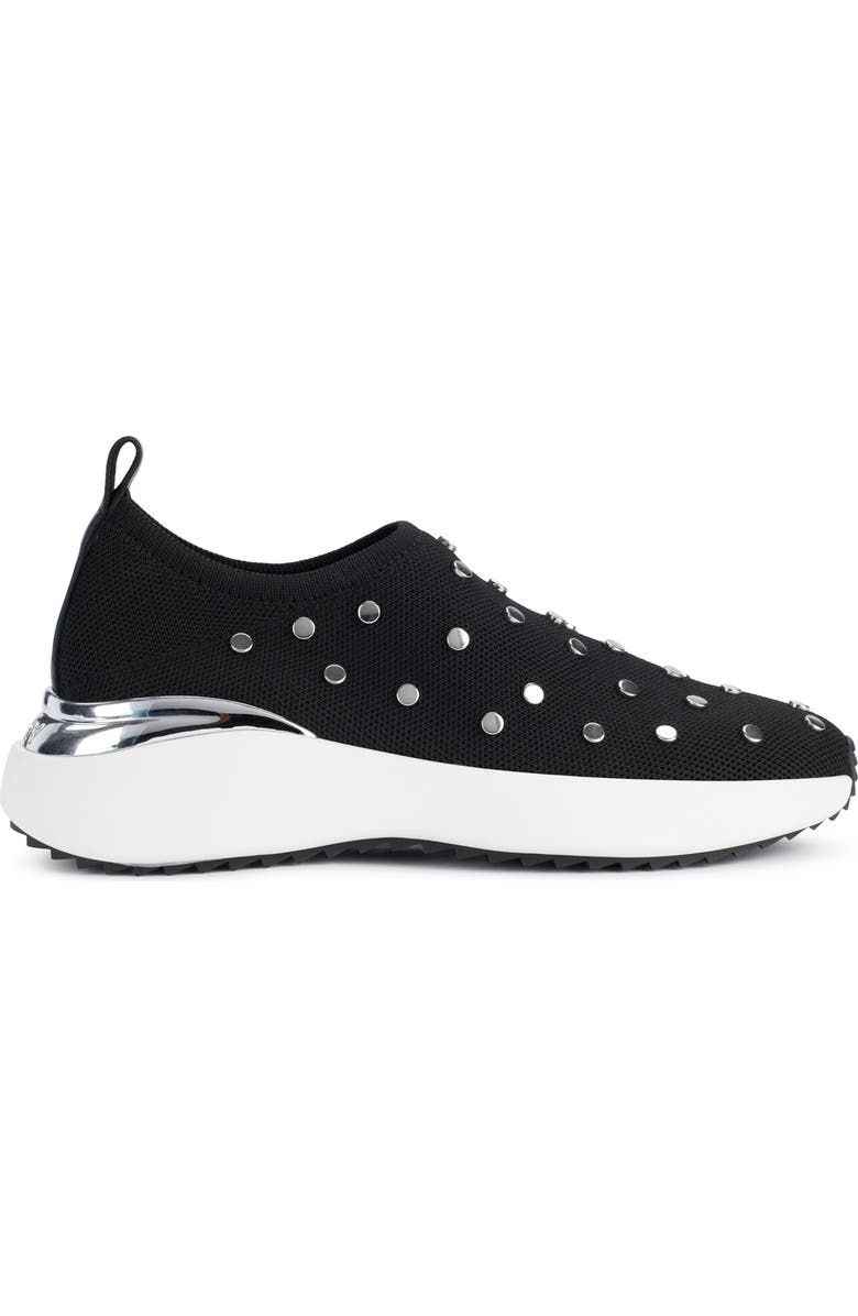 DKNY Zamora Stud Knit Sneaker, Alternate, color, Black/ Nickel