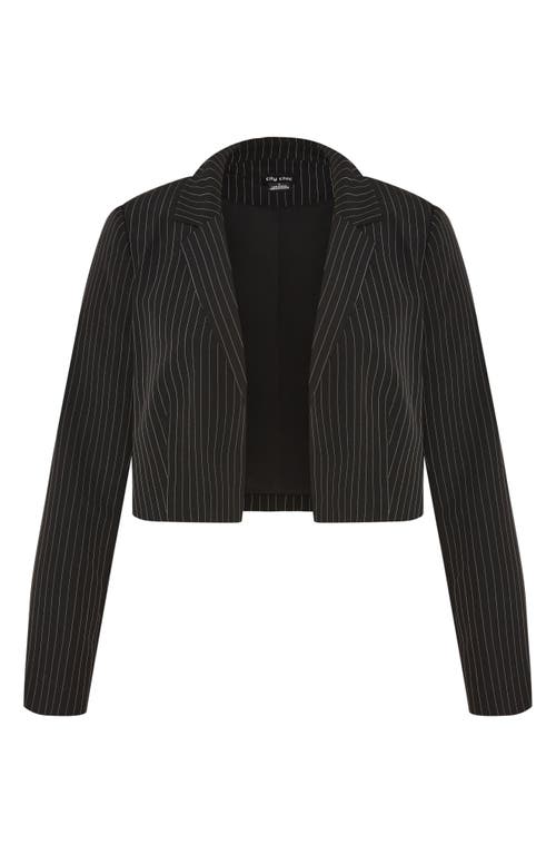 City Chic Alayah Stripe Crop Jacket In Gray