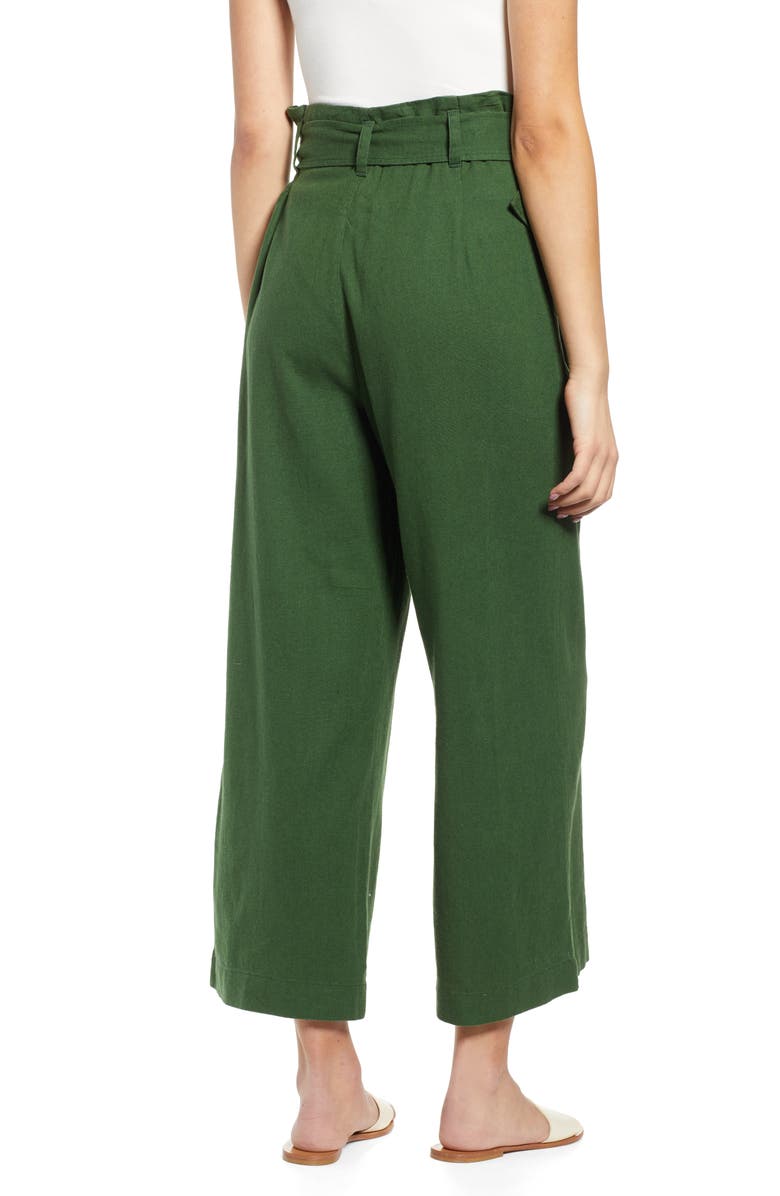 BP. Belted Wide Leg Linen Blend Pants, Alternate, color, 