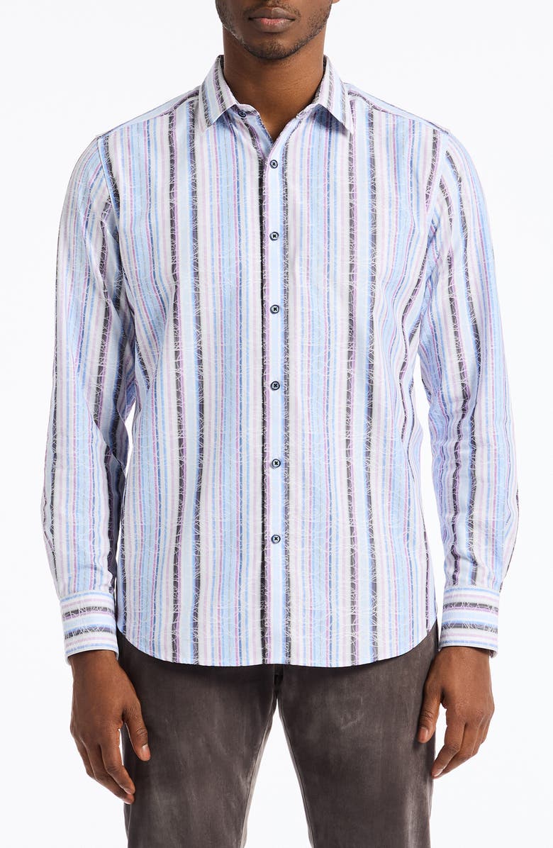 Robert Graham Drakeswood Stretch Cotton Button-Up Shirt, Main, color, Blue Multi
