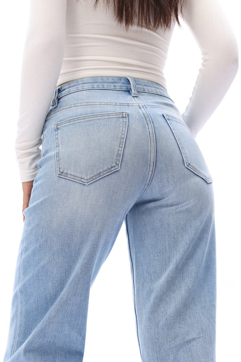 Cuffed Straight Leg Jeans, Alternate, color, LIGHT BLUE