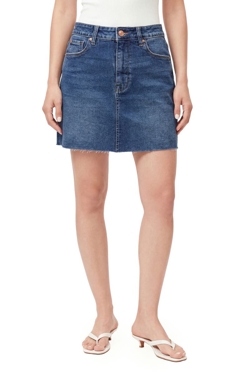 Kensie The High Waist Denim Miniskirt, Main, color, Lesina