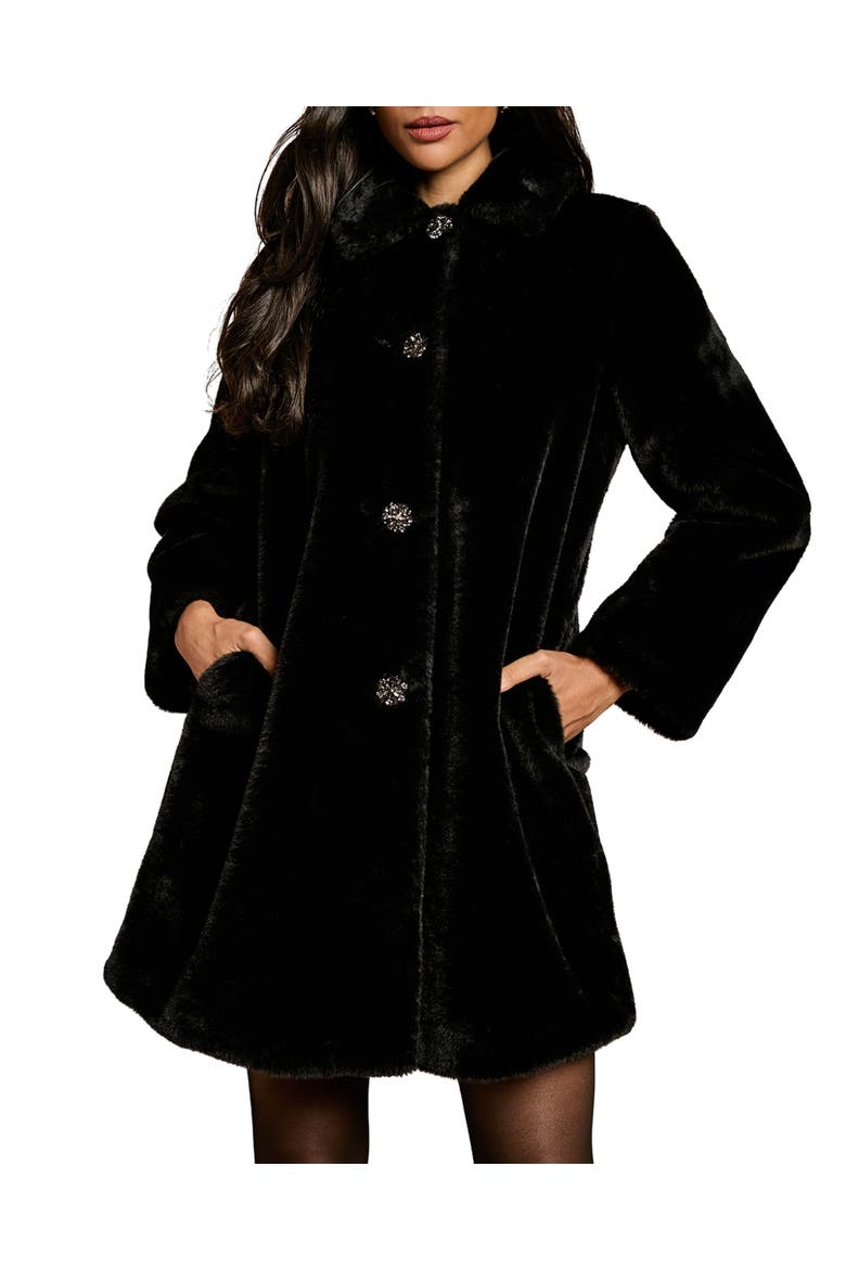 Button Through Occasion Coat, Main, color, Black