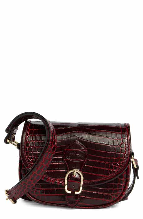 Longchamp Croc Embossed Leather Crossbody Bag