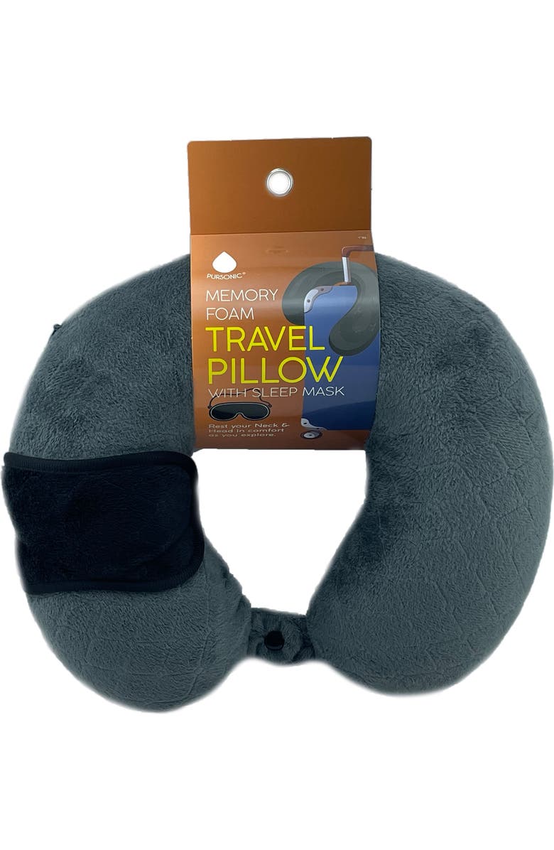PURSONIC Electric Neck & Shoulder Heating Pad + Memory Foam Travel Pillow, Alternate, color, Grey